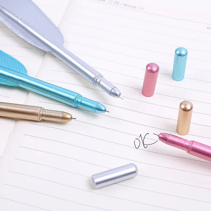 Feather Gel Pens Set of 3 – 0.5mm Cute Novelty Writing Pens