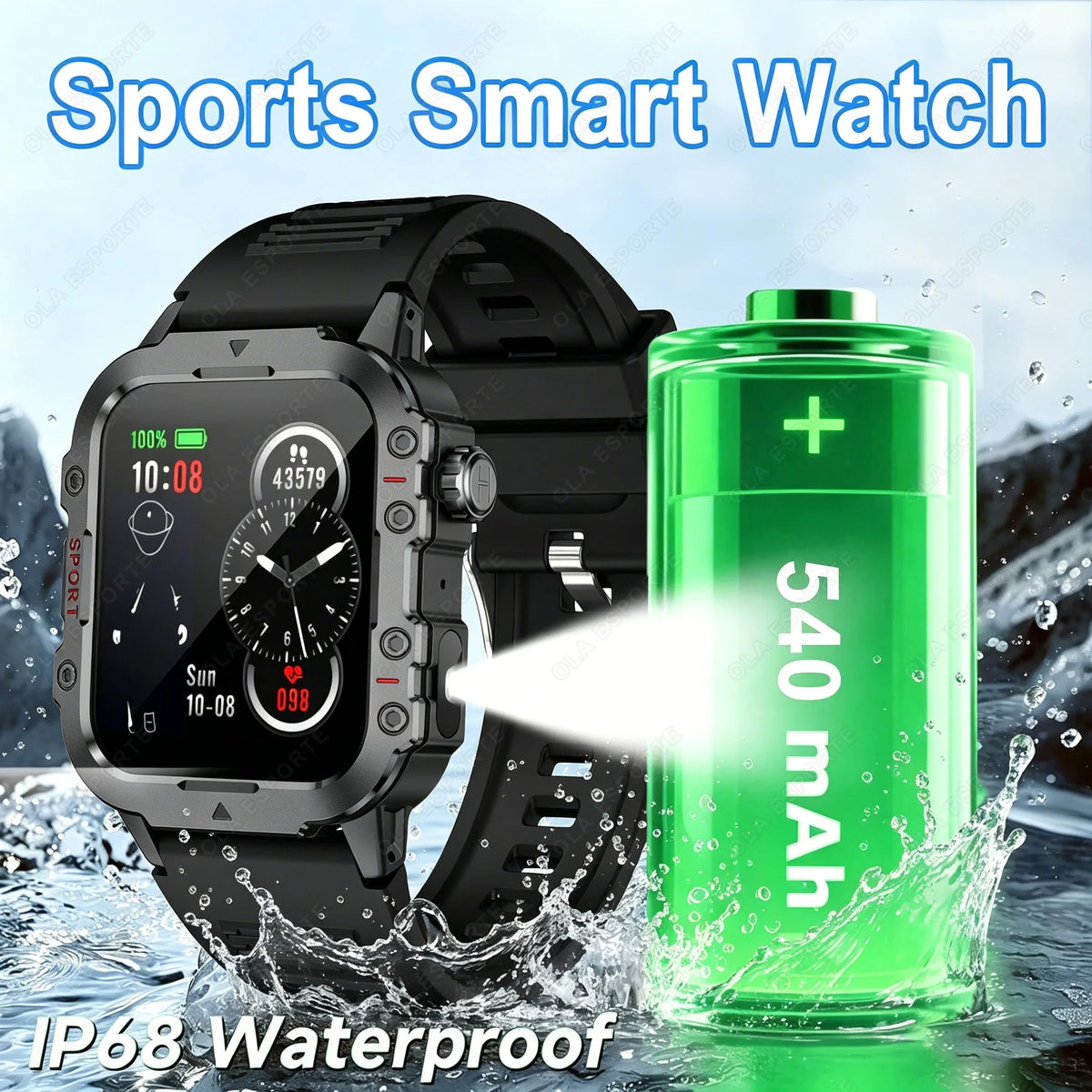 2026 Military Smart Watch Men IP67 3ATM Outdoor Sports Fitness