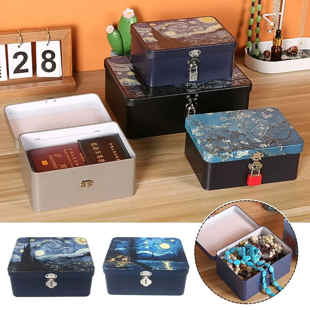 Large Storage Box Metal Material Private Password Lock Desktop