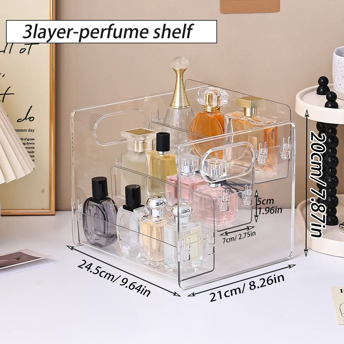 3-layer Acrylic Buckle Perfume Storage Rack Portable Desktop