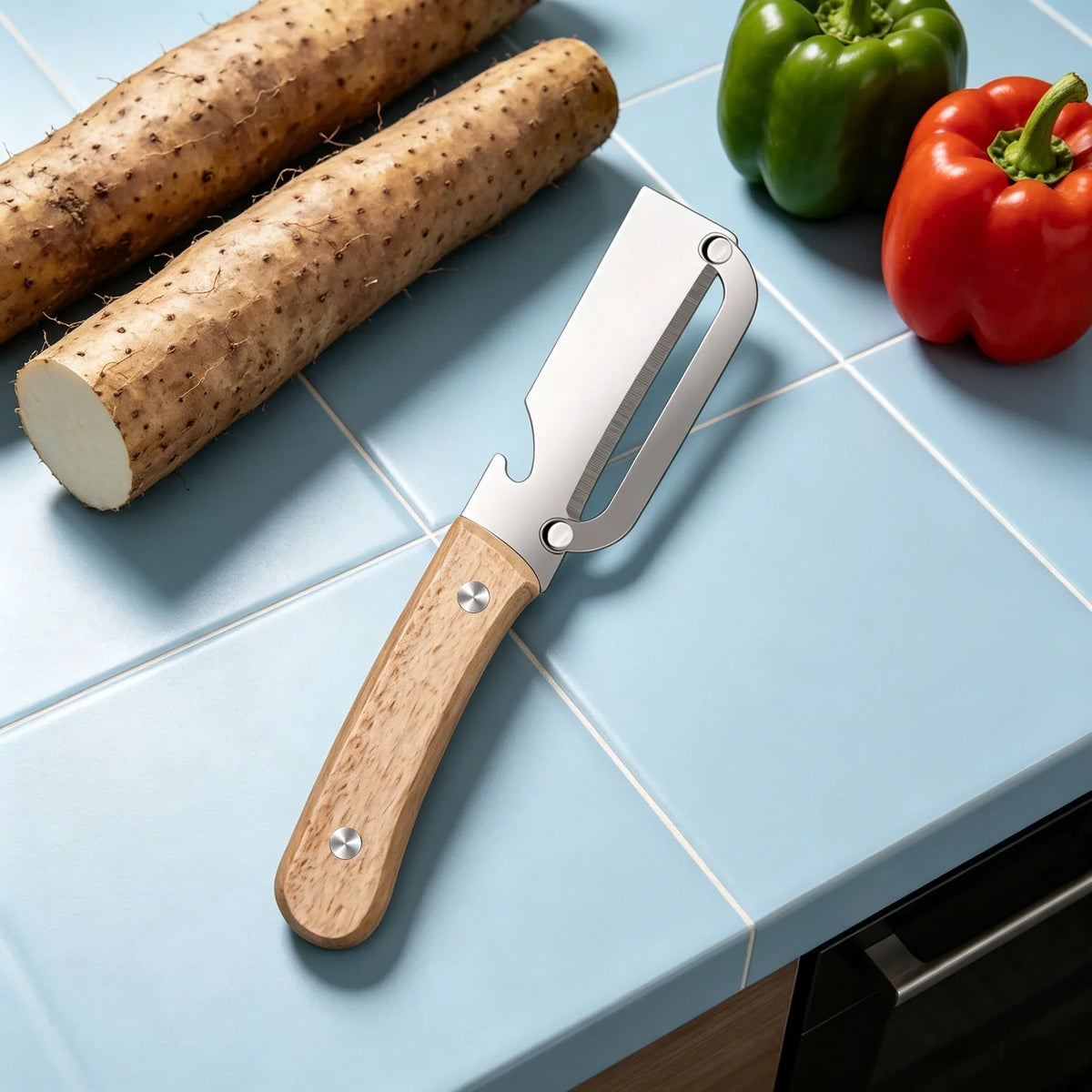 Stainless Steel Vegetable & Fruit Peeler – Sharp Wood Handle