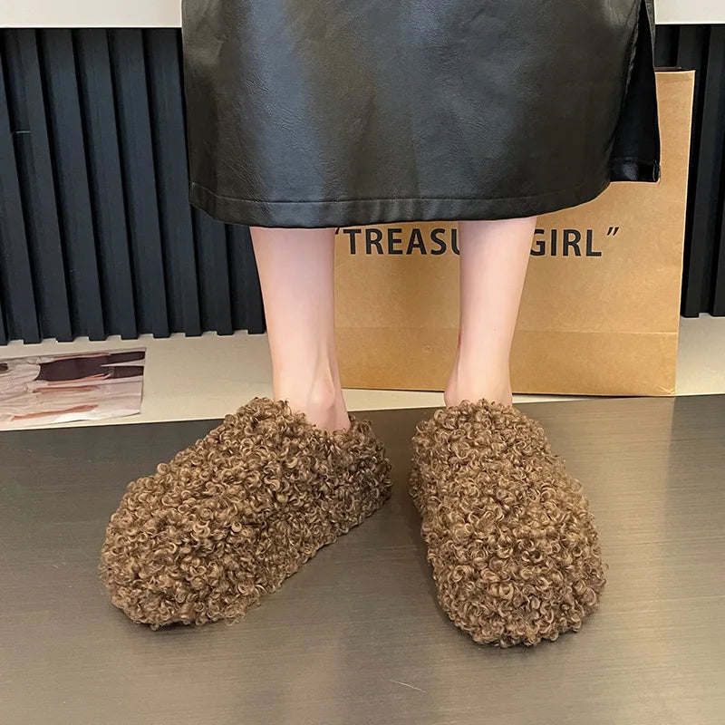 Women's Plush Flock Slippers – Hoof Heels Closed Toe Slides