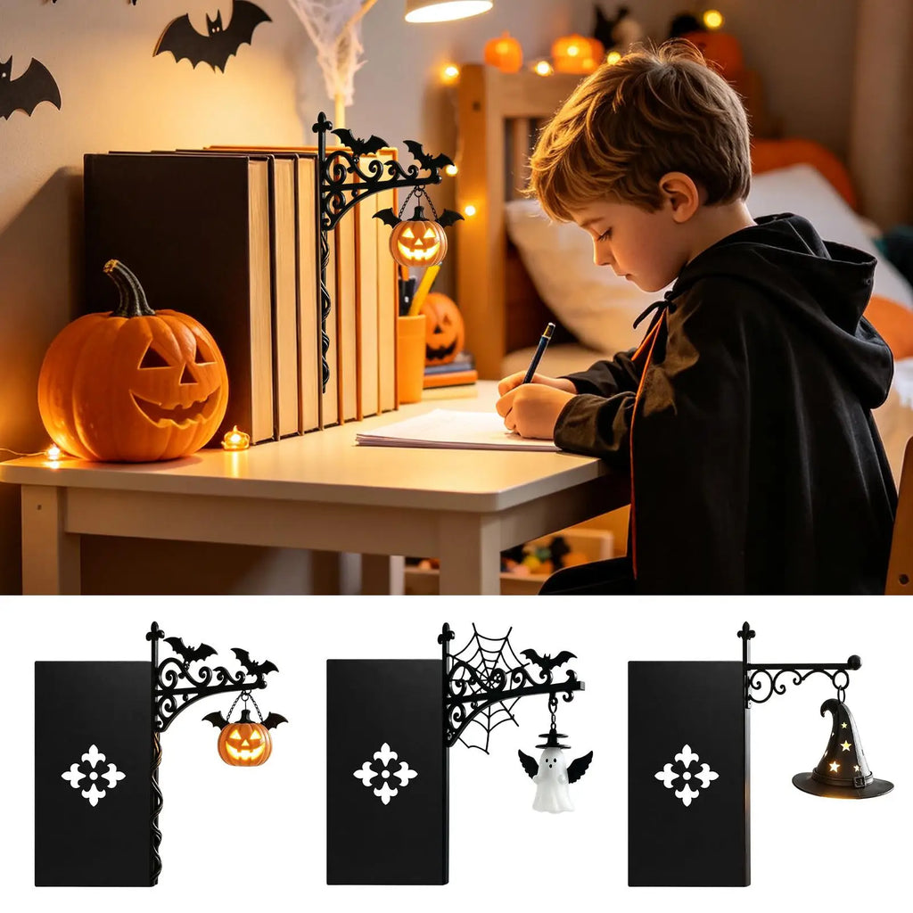Halloween Bookshelf Lantern – Vintage Gothic Miniature Shelf Lamp