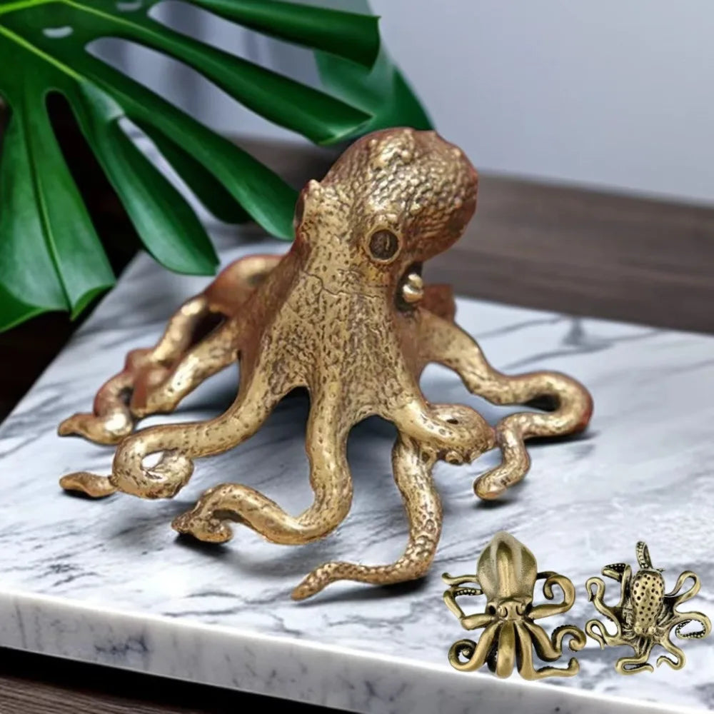 Antique Octopus Home Decoration Brass Copper Animal Figurines