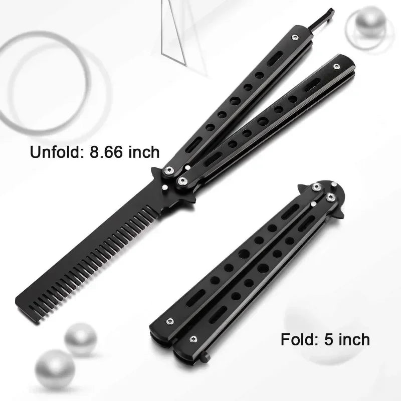 Butterfly Knife Practice Comb – Foldable Stainless Steel Balisong