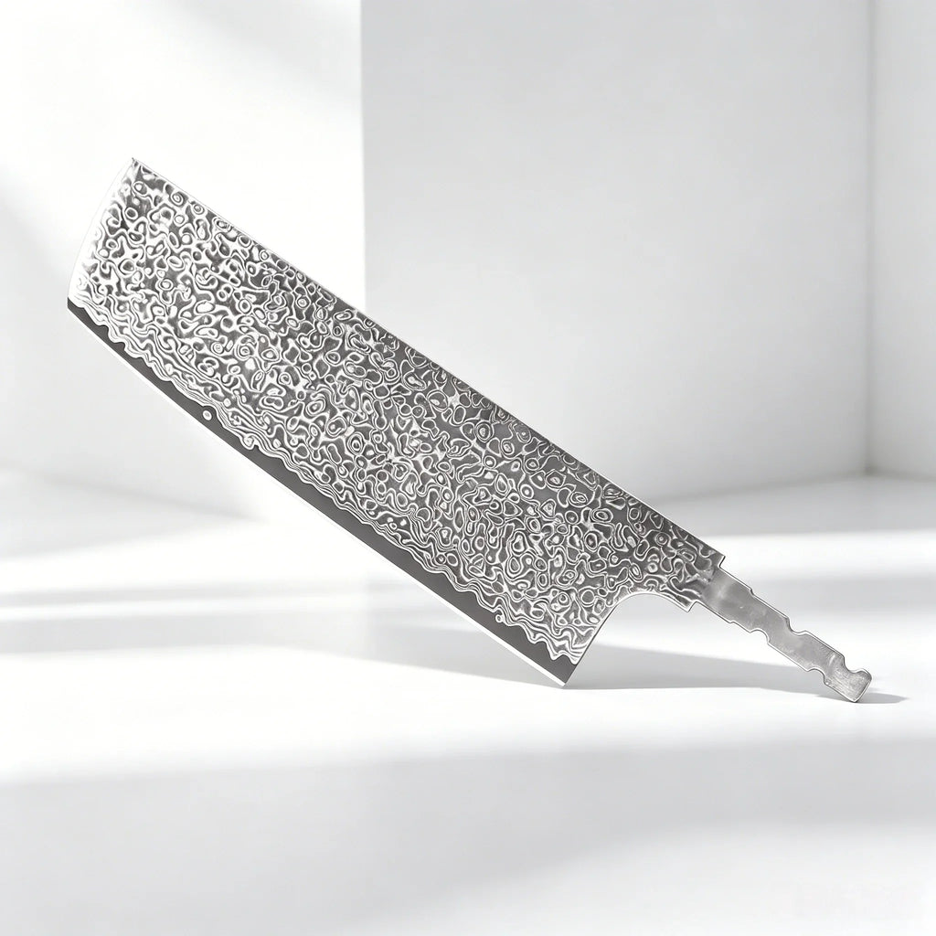67-Layer Damascus Steel Chef Knife Blank – Hand Forged, No Handle