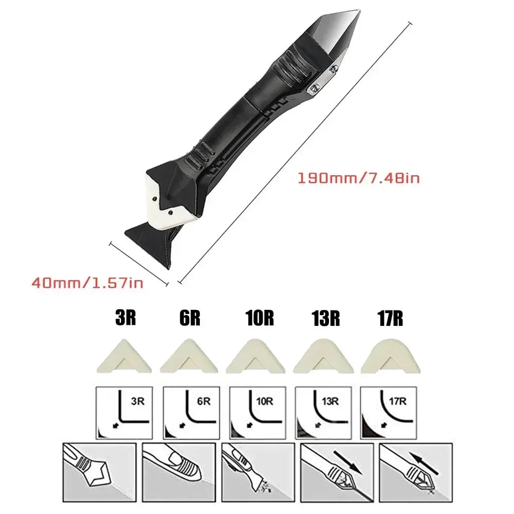 5in1 Silicone Scraper Squeegee Glue Remover Knife Caulking Angle
