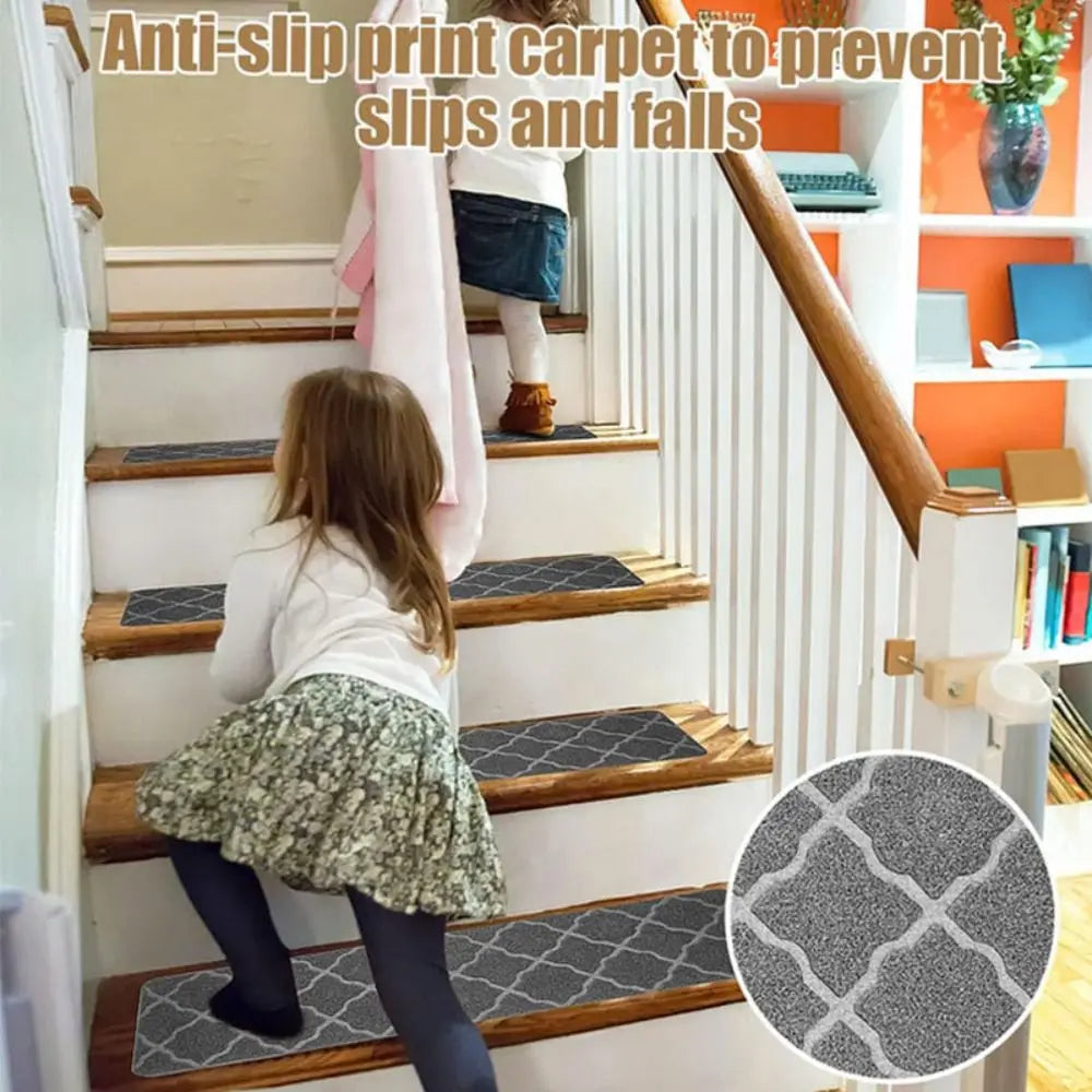 Self-adhesive Staircase Mat Non-slip Soft Stripe Stair Tread Carpet