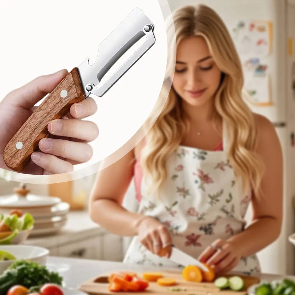Stainless Steel Fruit & Vegetable Peeler – Wood Handle | Aihogard