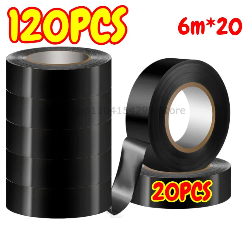 Black PVC Electrical Insulation Tape – Flame-Retardant, 5–20 Rolls