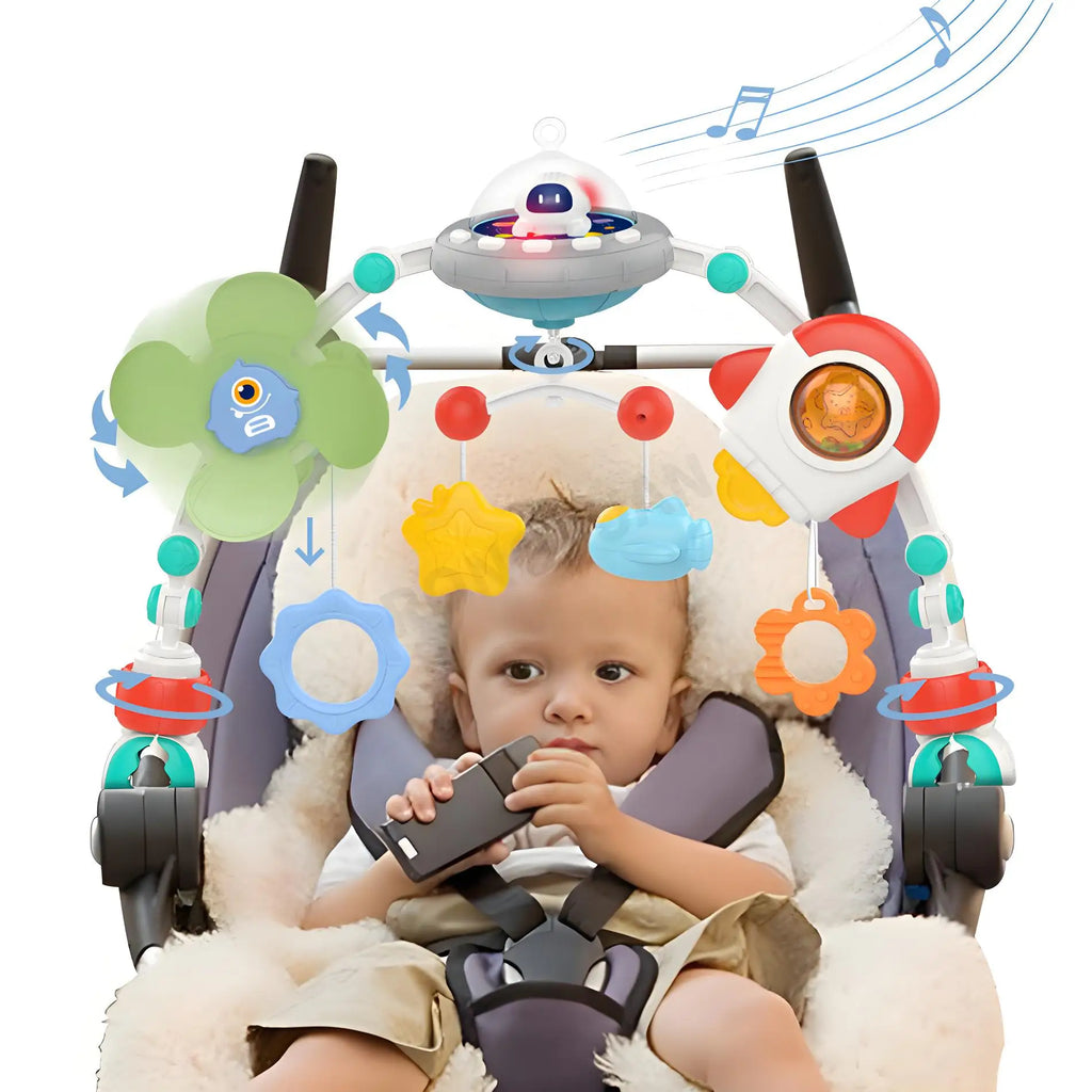 Baby Stroller Arch Toys Crib Music Rotating Bouncers Fine Motor