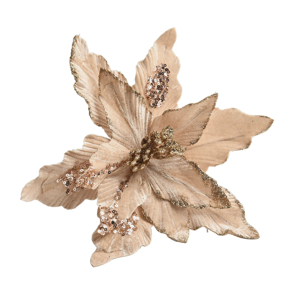 Glitter Artificial Christmas Cloth Flowers | Tree & Home Décor