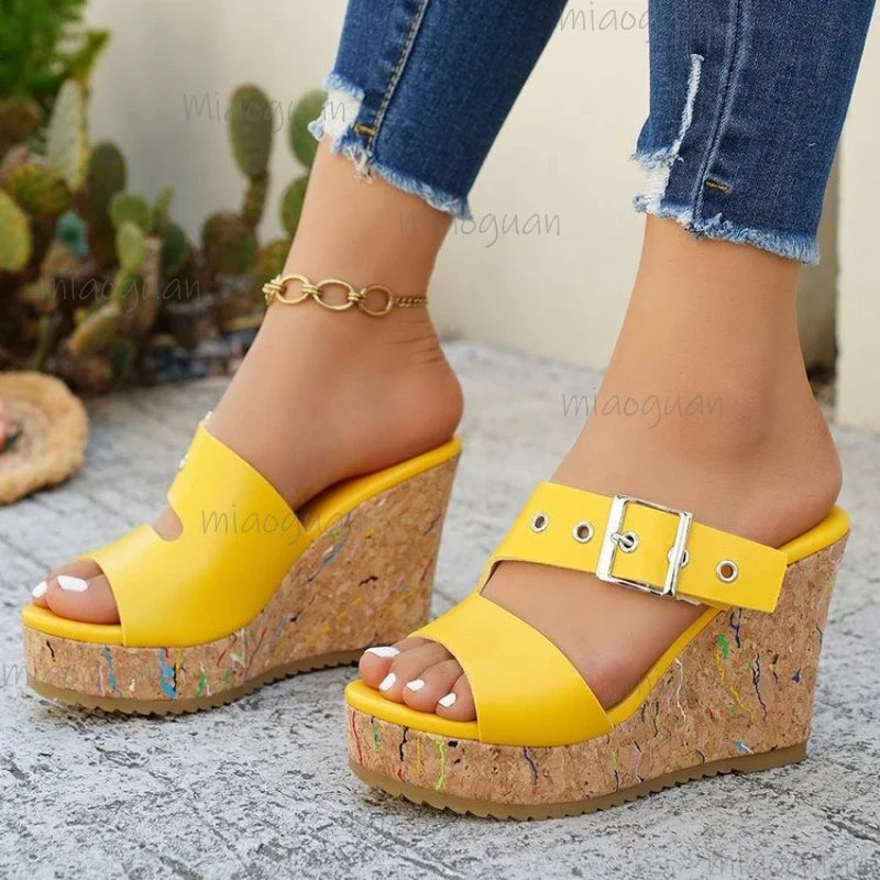 Women's Wedge Platform Sandals – High Heel Gladiator Slip-On