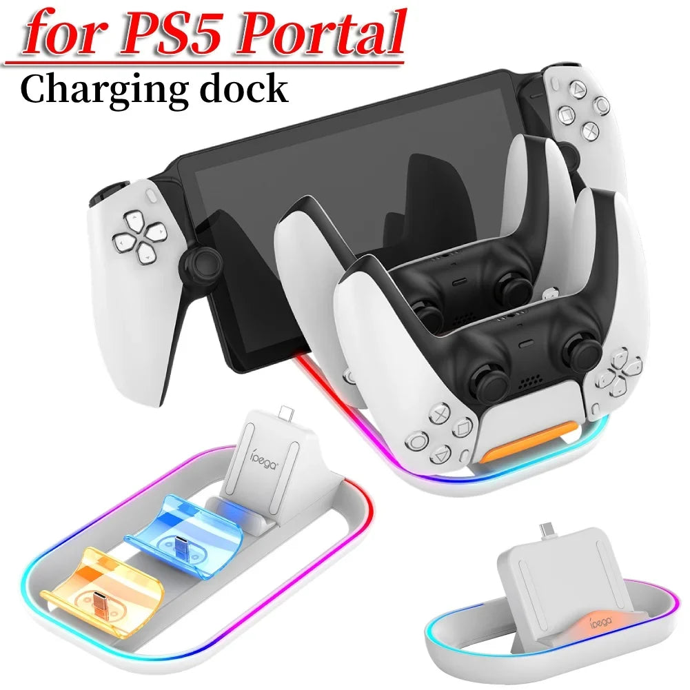 1 PS5 Portal Charging Dock Handheld Type-c Stand RGB Light Charger