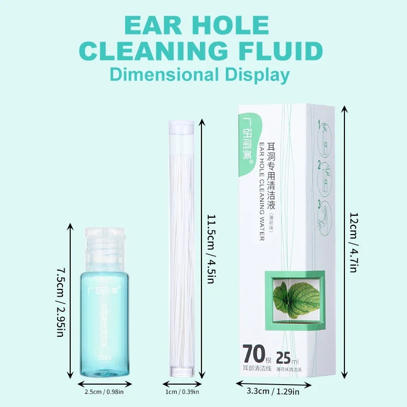 Ear Hole Cleaning Kit – Floss, Mint Solution & Odor Removal