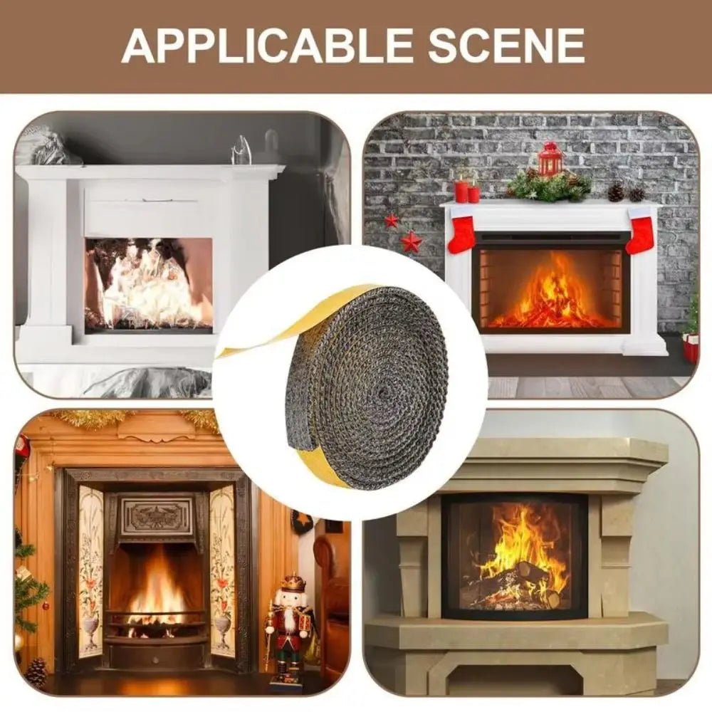Self Adhesive Fireplace Seal Rope Fiberglass Heat Resistant Door