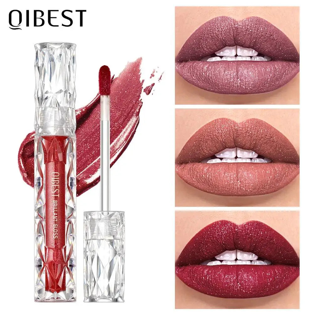 QiBest Diamond Shimmer Lip Gloss – 10 Colors Glitter Pearl Glaze