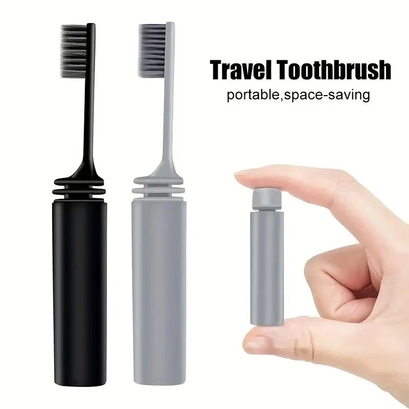 Folding Charcoal Travel Toothbrush – Compact & Portable