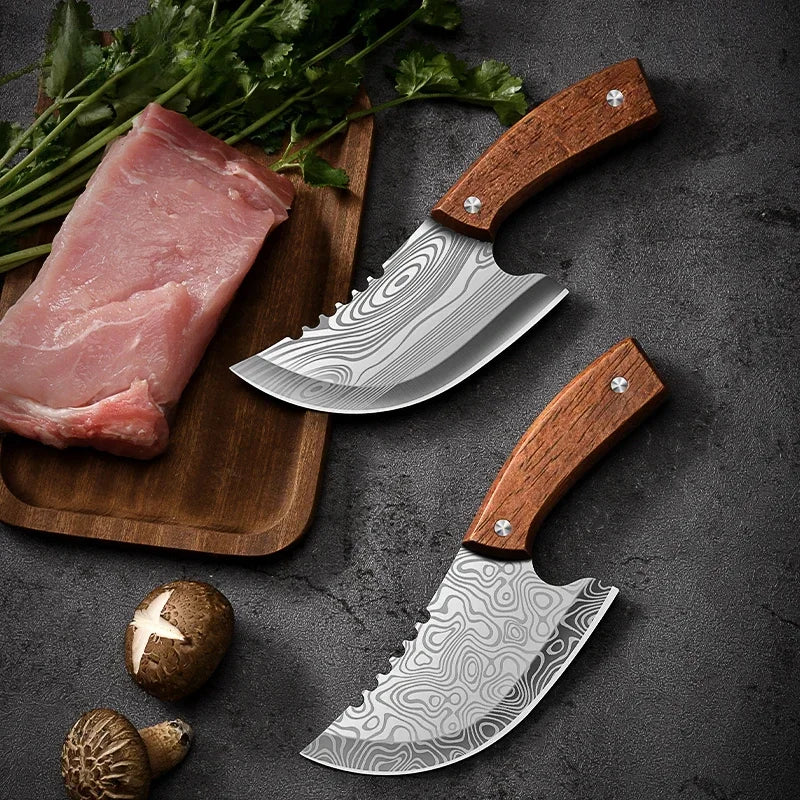Damascus Pattern Stainless Steel Boning & Meat Cleaver Knife