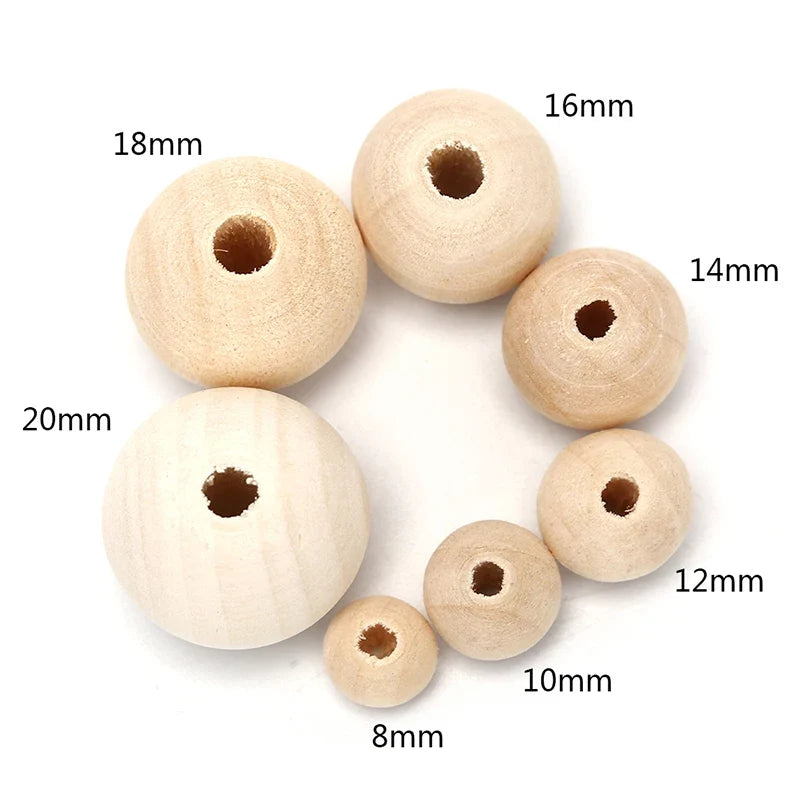 Natural Round Wooden Ball Beads – DIY Jewelry & Craft Making