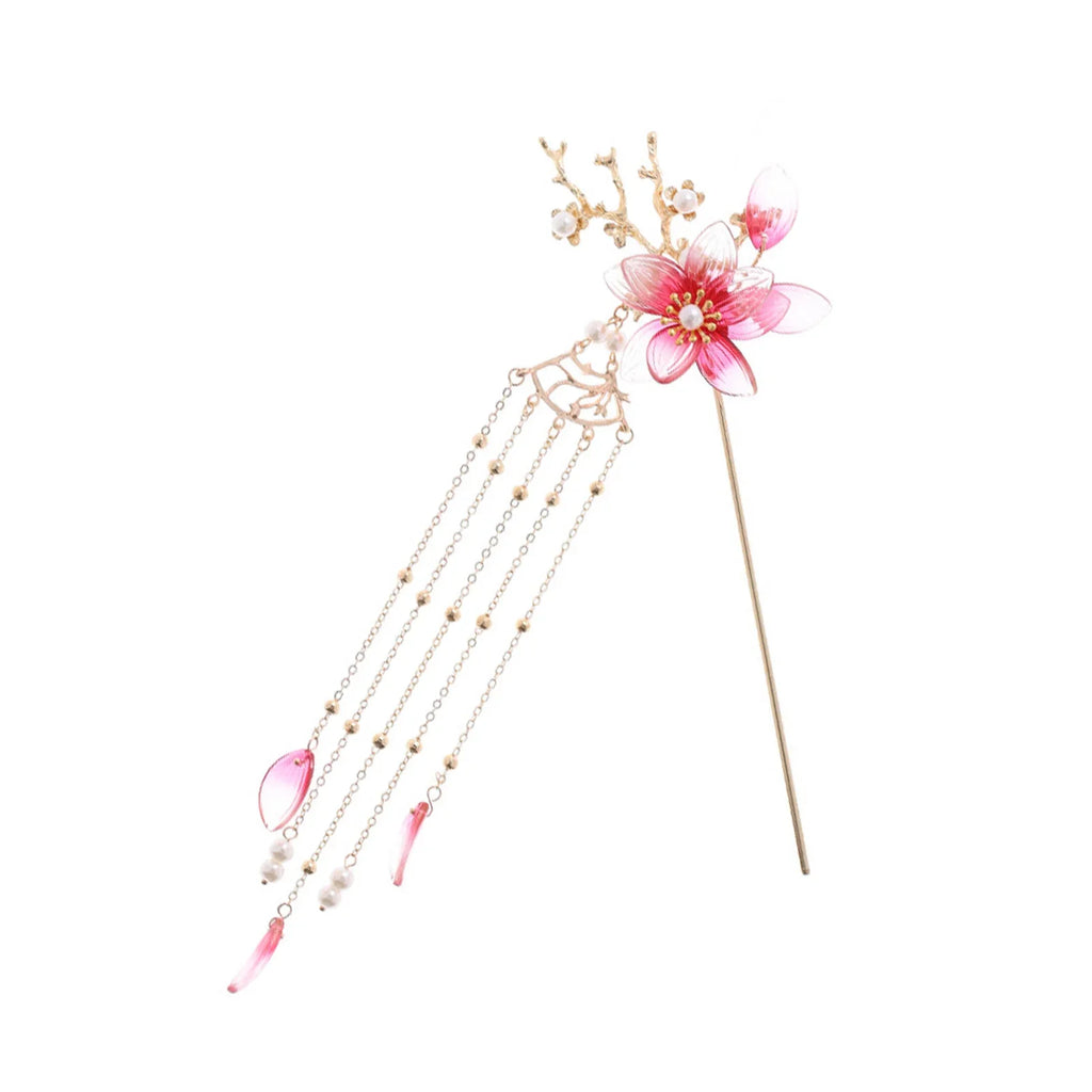 Retro Floral Tassel Hairpin Set | Hanfu Hair Accessory for Women