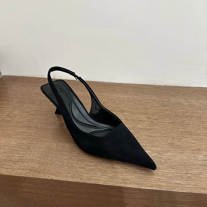 Women's Pointed Toe High Heel Slip-On Slingback Sandals