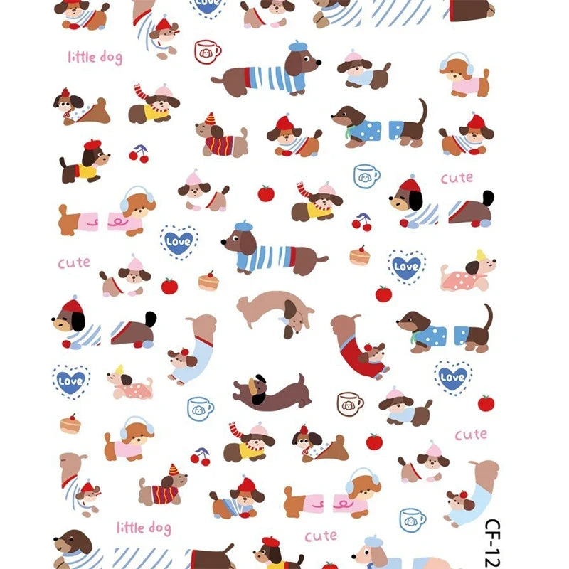 Dachshund Nail Art Stickers | Cute Sausage Dog Manicure Decals