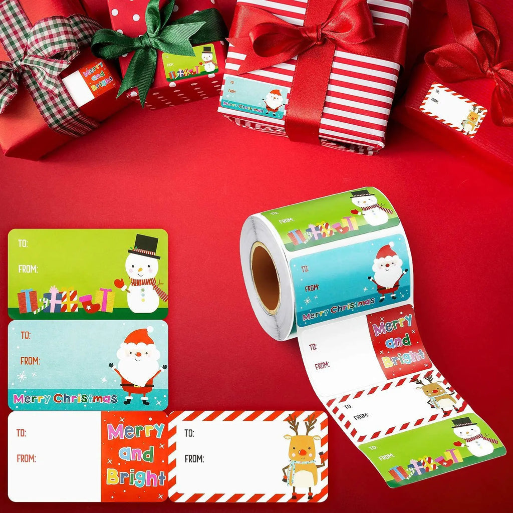 Christmas Tags Santa Claus Stickers Self Adhesive Tag Festival