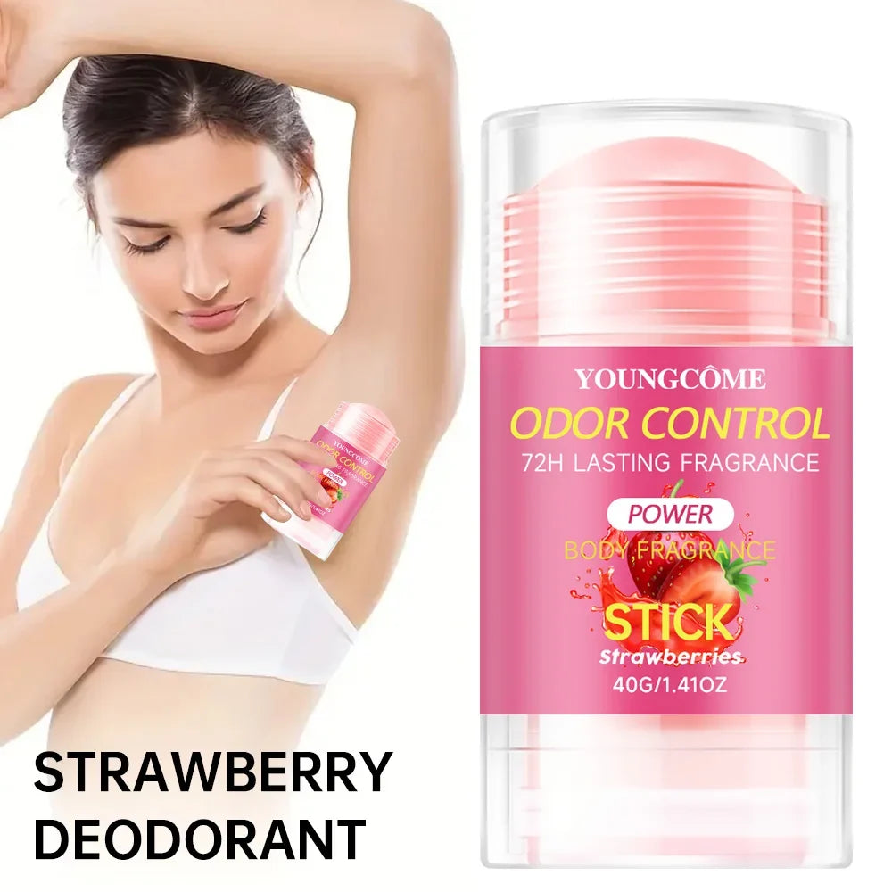 YOUNGCOME Strawberry Deodorant – 72H Aluminum-Free for Women