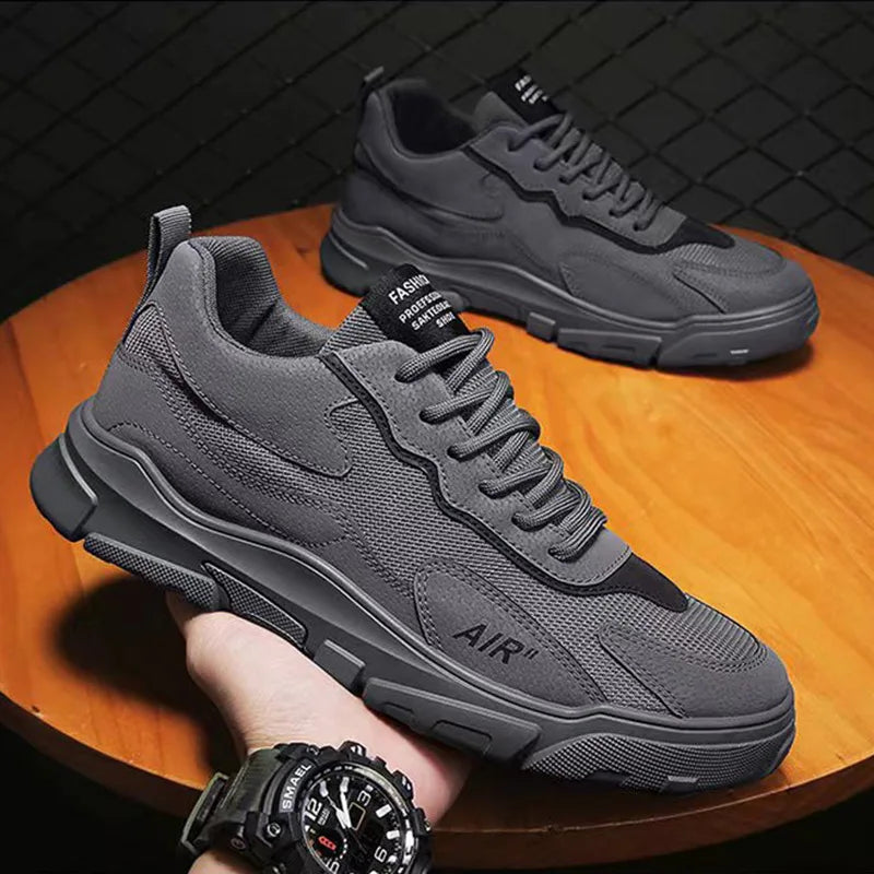 YBQJOO Men's Mesh Breathable Low-Top Platform Sneakers