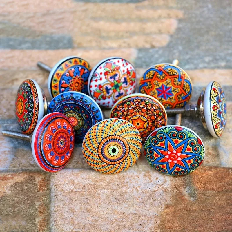 Bohemian Ceramic Cabinet Knob | Antique Finish Drawer Pull