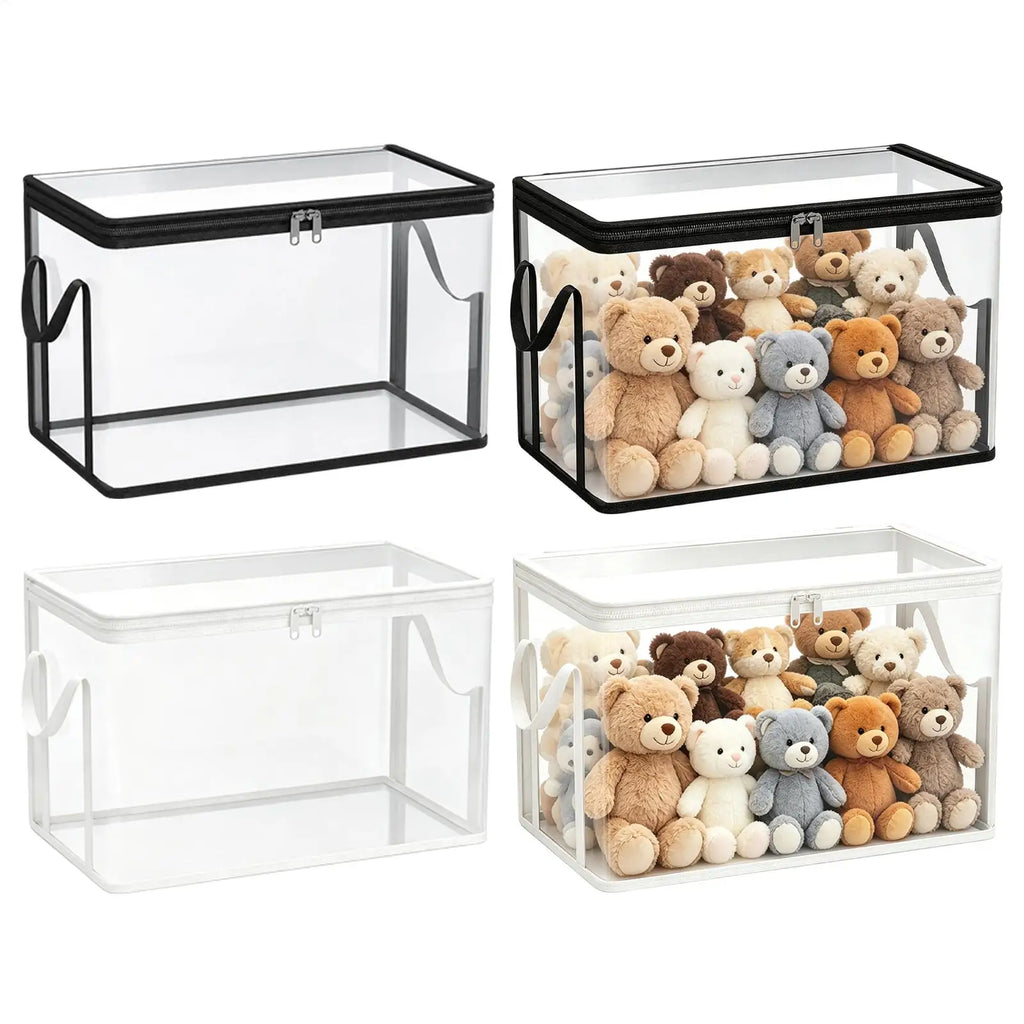 Stuffed Toy Storage Box 2-Pieces Plush Dolls Chest Bins Doll