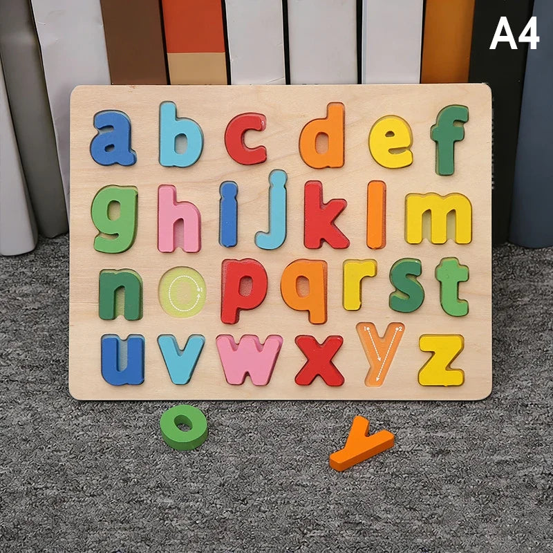 Wooden Alphabet & Number Montessori Puzzle – Kids Learning Toy