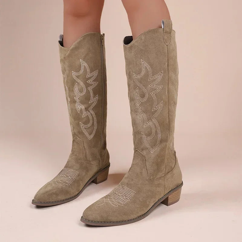Women's Embroidered Western Knee-High Cowboy Boots