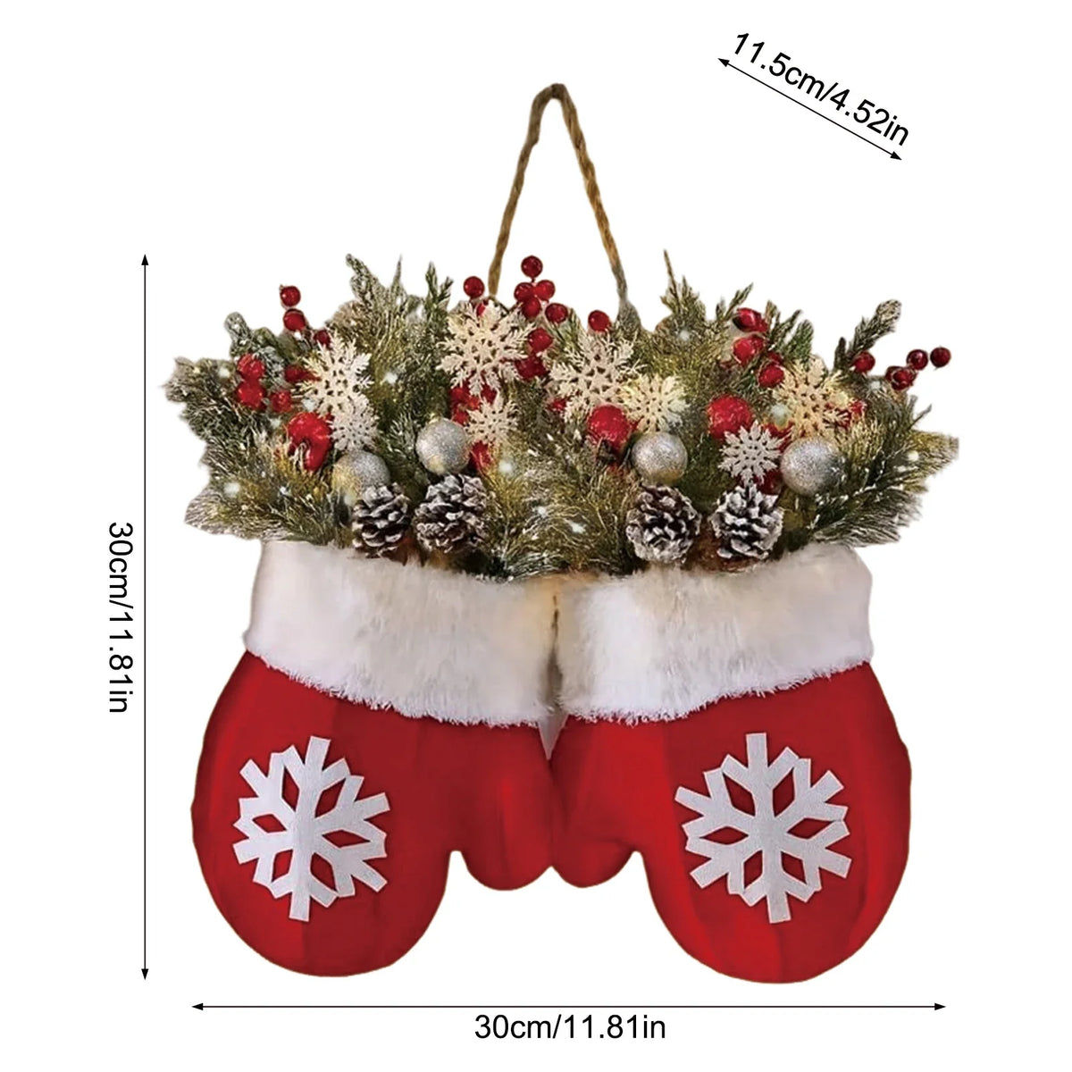 Christmas Gloves Wreath with LED Lights | Holiday Wall Décor