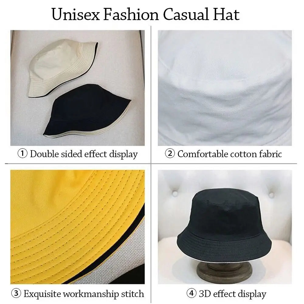 Double-Sided Bucket Hat – Foldable Wide Brim Sun Cap Unisex