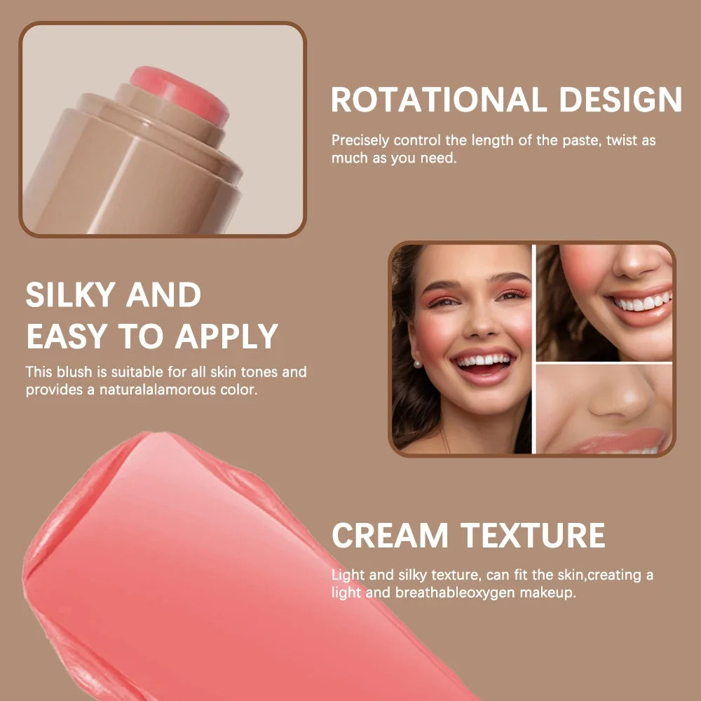 Lakerain 3in1 Cheek Lip Tinted Moistured Blush Stick Waterproof Easy