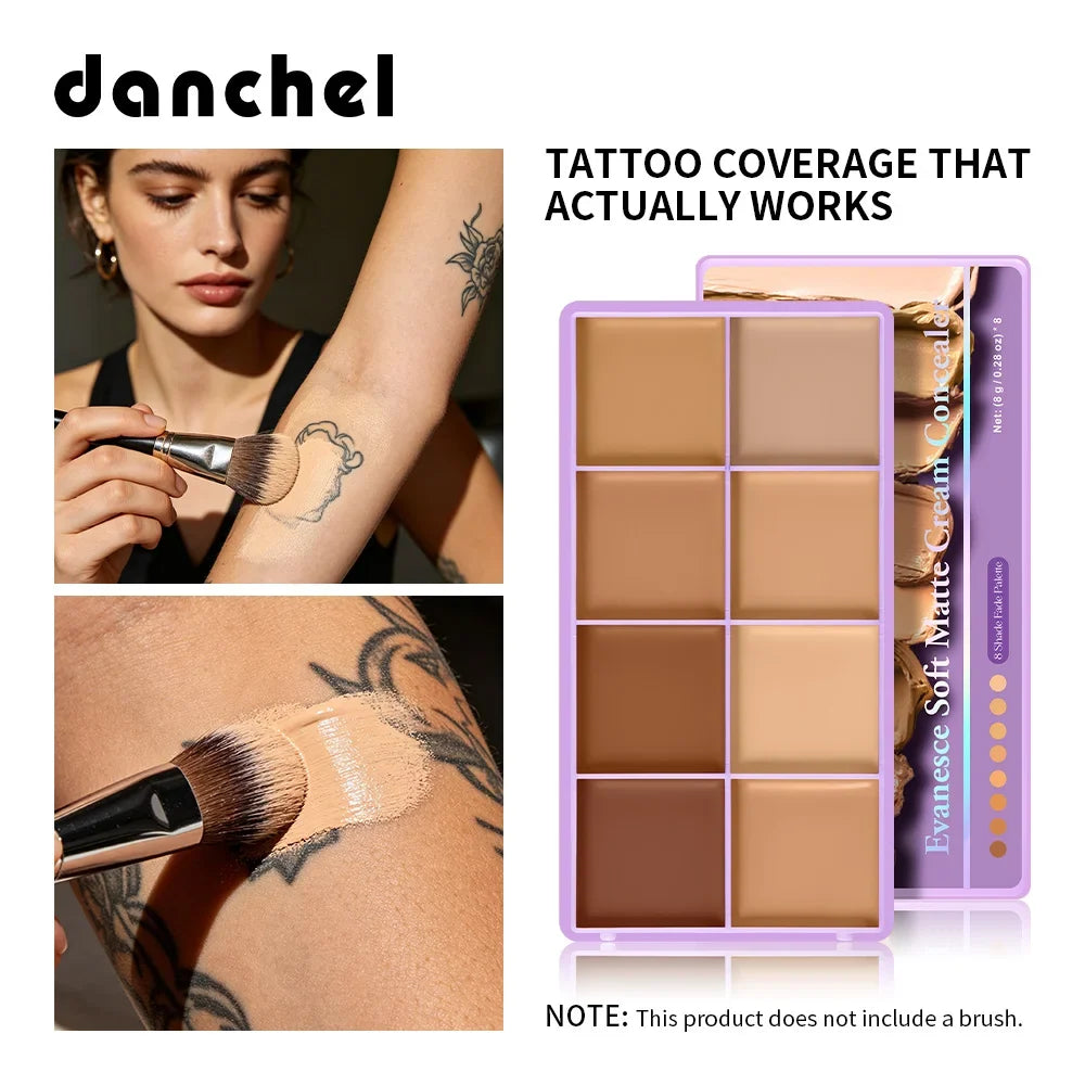 8-Shade Matte Cream Concealer Palette – Full Coverage, Waterproof