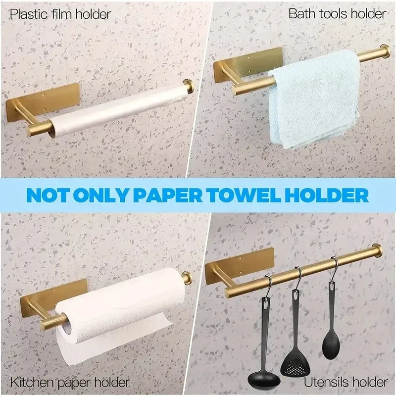 Under Cabinet Paper Towel Holder No-Drill Black Wall Mount