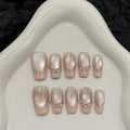 French Cat Eye Press On Nails – 10pc Almond False Nails