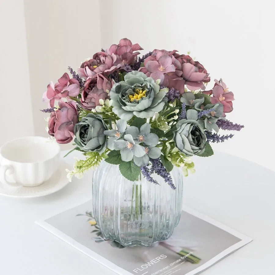 White Silk Hydrangea Peony Artificial Flowers Bundle | Wedding Décor