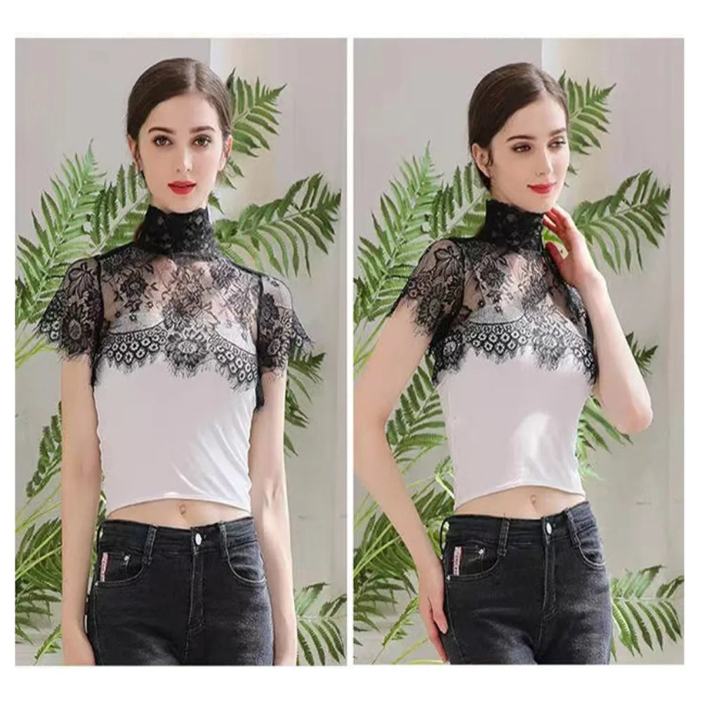 Women's Lace Detachable Fake Collar – Embroidered Lapel Scarf