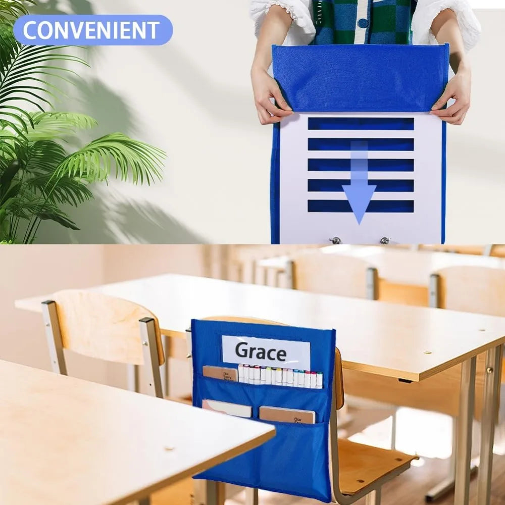 Chair Back Pocket Organizer 19x16.5" | 3-Pocket Classroom Bag