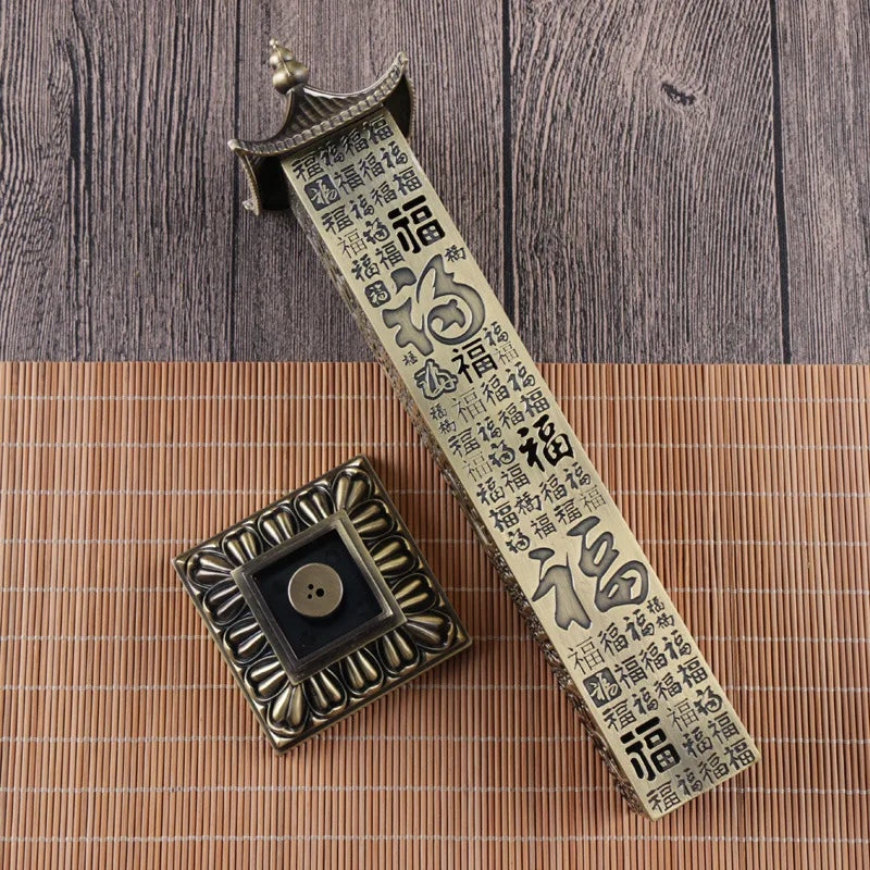 Large Vertical Column Incense Burner | Heart Sutra Zinc Alloy