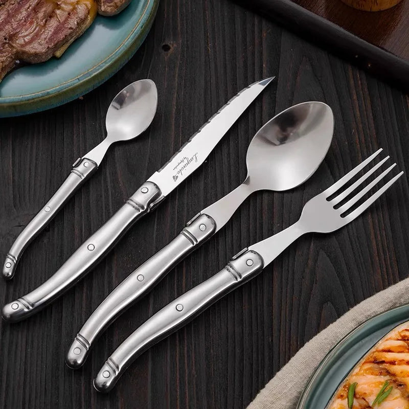Laguiole Stainless Steel Cutlery Set – 4–24 Piece Silverware
