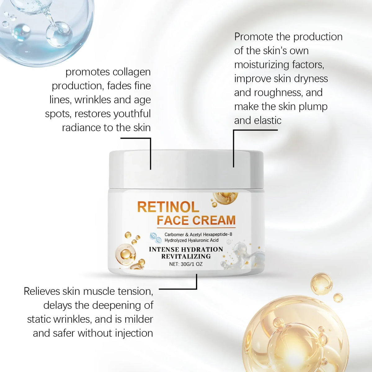 Retinol & Hyaluronic Acid Face Cream – Anti-Aging 30g