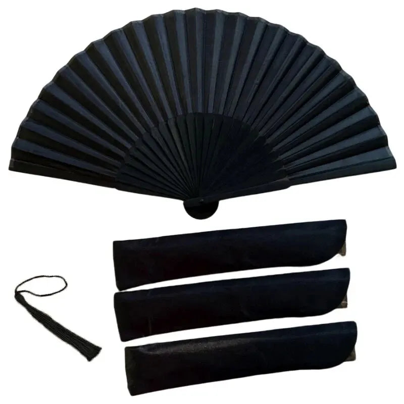 Chinese Black Vintage Hand Fan Folding Fans Dance Wedding Party Favor