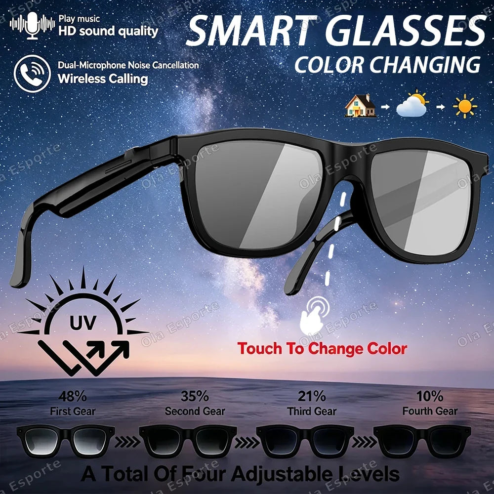 Smart Bluetooth Sunglasses | Electrochromic Lens & AI Audio