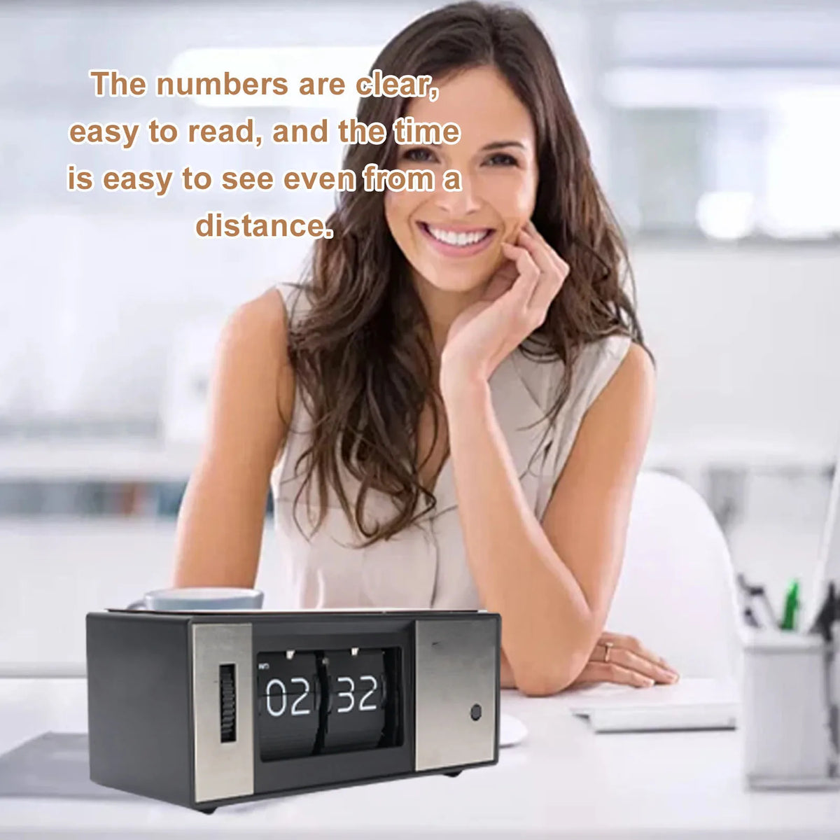 Retro Digital Mechanical Flip Down Clock Auto Desk LED Light Battery