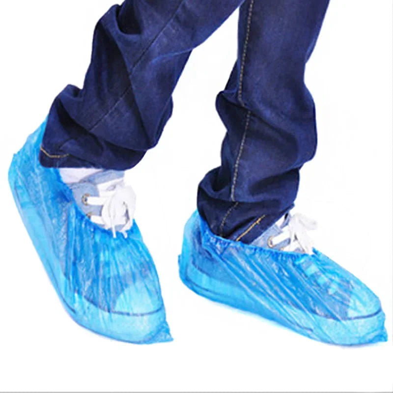 40- Disposable Waterproof Shoe Cover Plastic Non-slip Foot Indoor PE